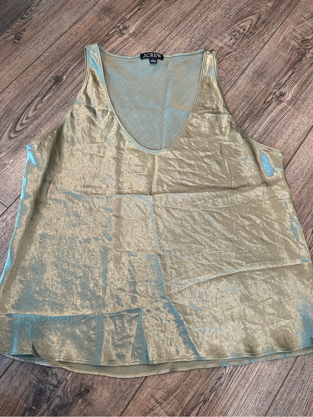 J. Crew Green Crinkle Tank Top Large